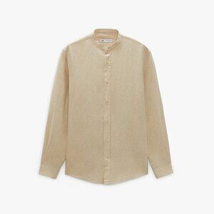 ZARA TEXTURED LINEN - COTTON SHIRT BEIGE SIZE M  | 8211/402/052
